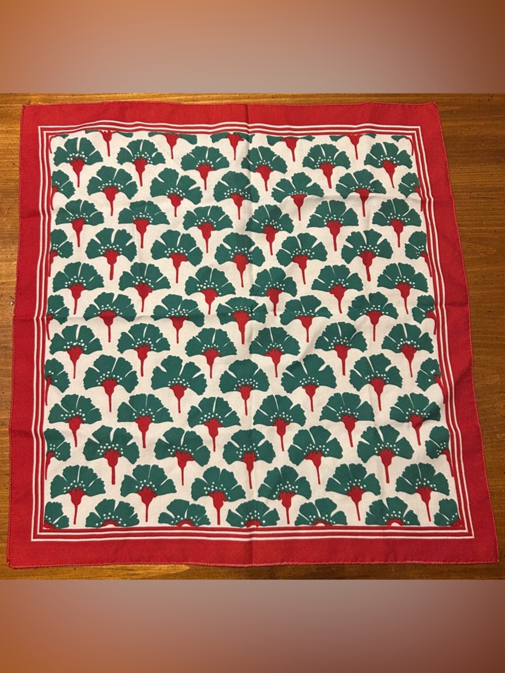 Red & Green Floral Print Scarf